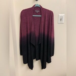 Barefoot Dreams Bamboo Chic  black and purple Ombre, Open Front Cardigan S/M
